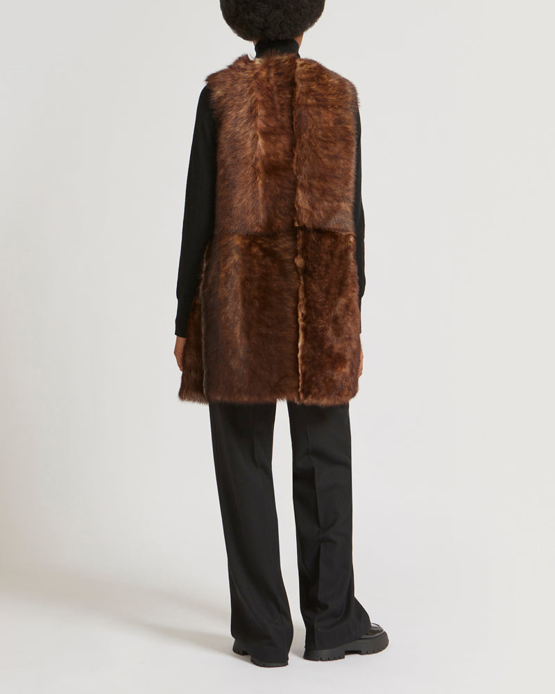 Gilet long réversible en agneau Toscane-Yves Salomon - Soldes d'hiver - Winter Sale