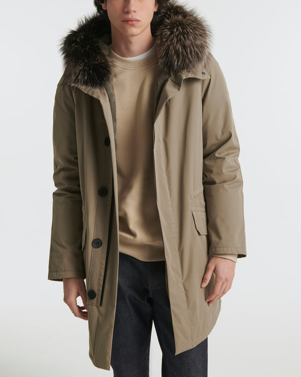 Parka iconique en coton mélangé avec fourrure de renard et lapin