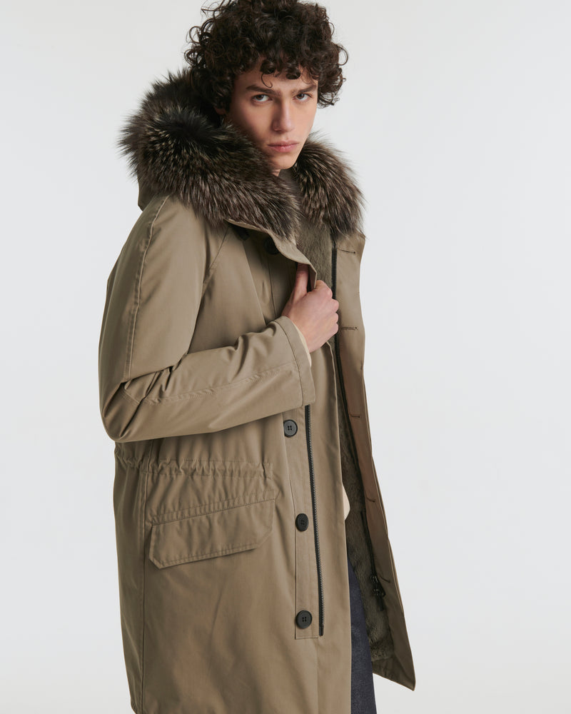 Parka iconique en coton mélangé avec fourrure de renard et lapin