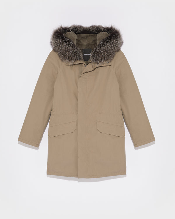 Parka iconique en coton mélangé avec fourrure de renard et lapin