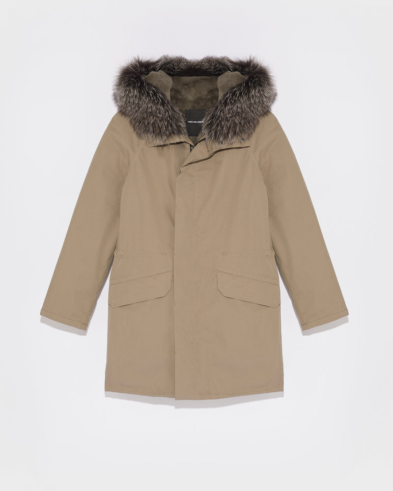 Parka iconique en coton mélangé avec fourrure de renard et lapin