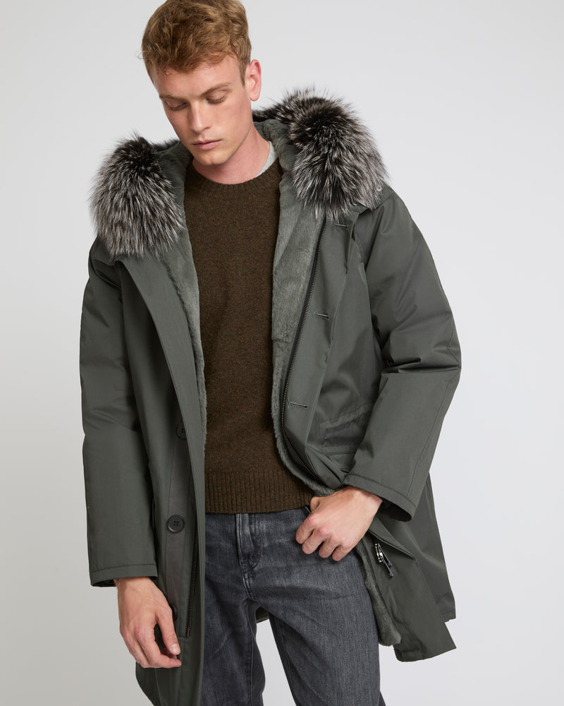 Iconic Cotton Blend And Fur Parka