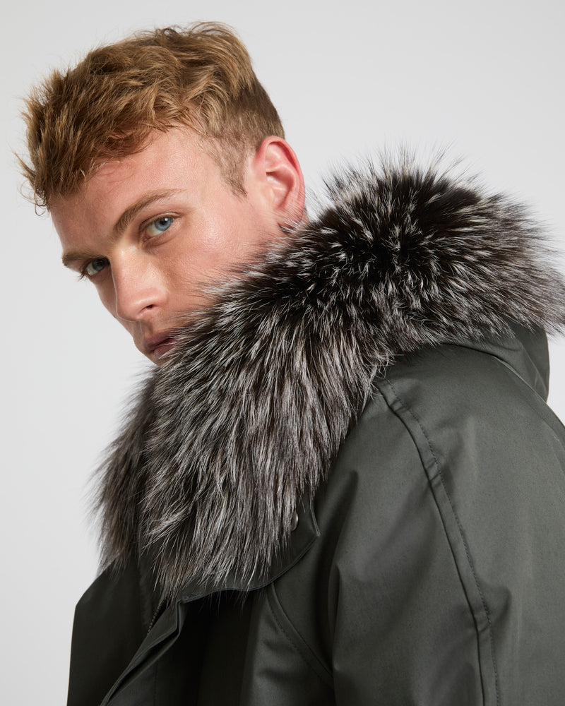 Iconic Cotton Blend And Fur Parka