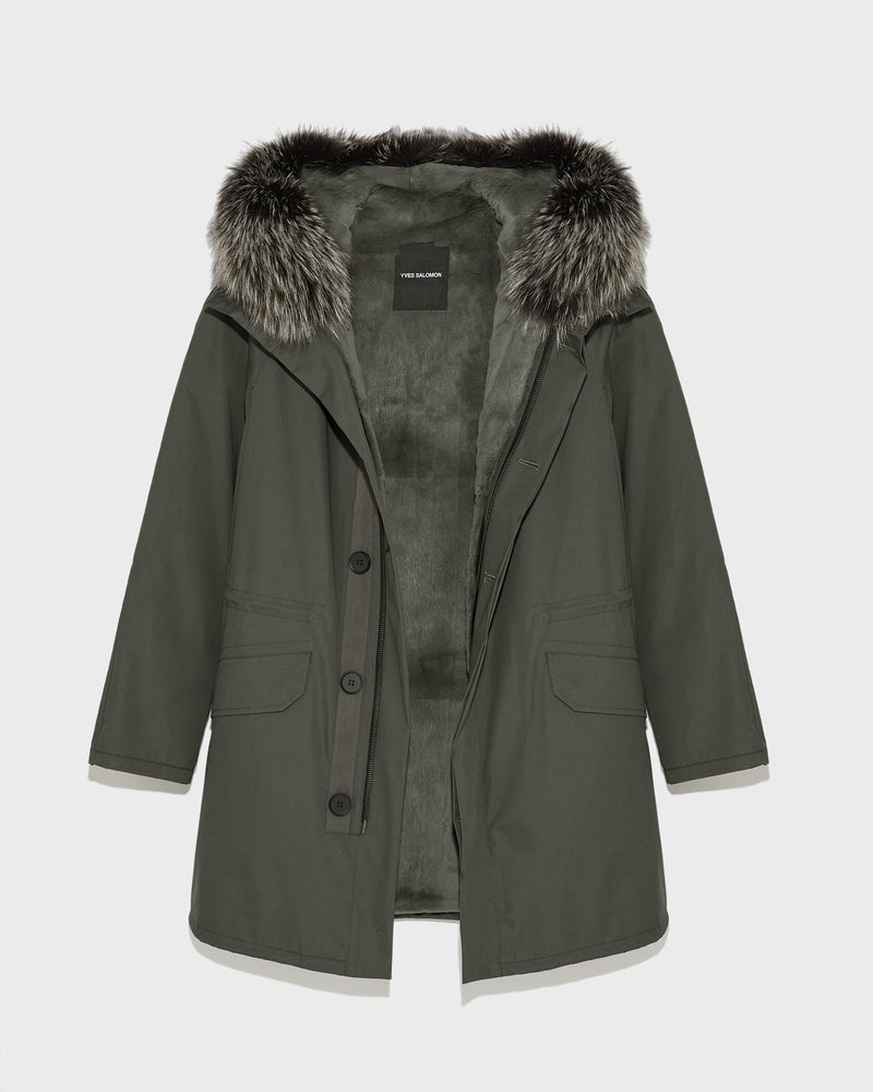 Parka iconique en coton mélangé avec fourrure de renard et lapin