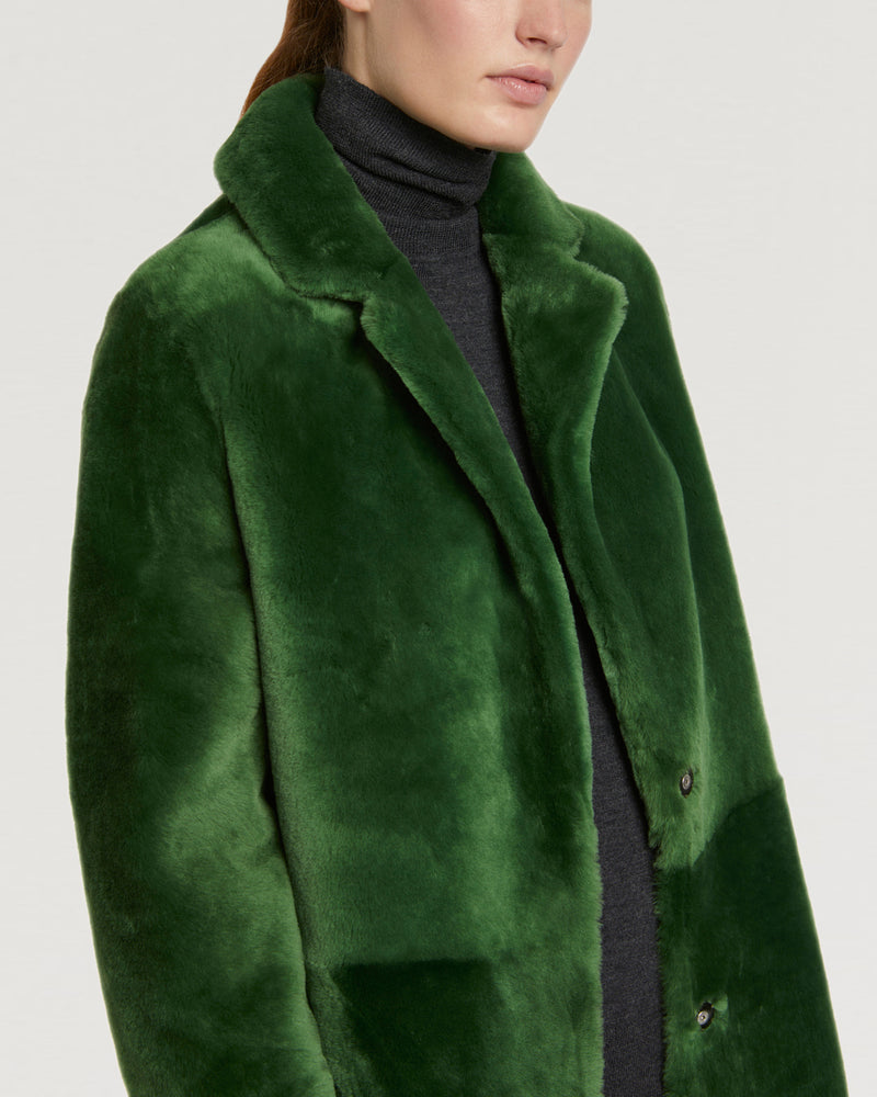 Manteau réversible en agneau mérinos - vert - Yves Salomon  - Black Friday