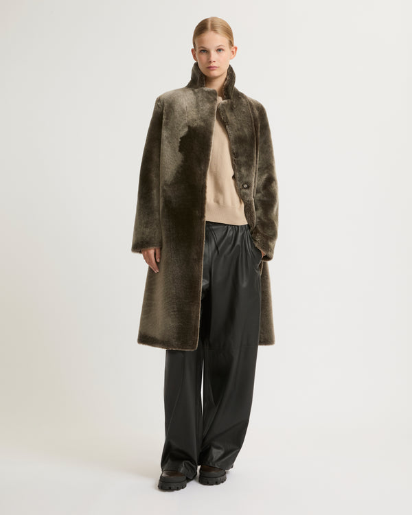 Reversible merino lambskin coat