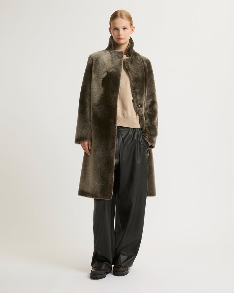 Reversible merino lambskin coat