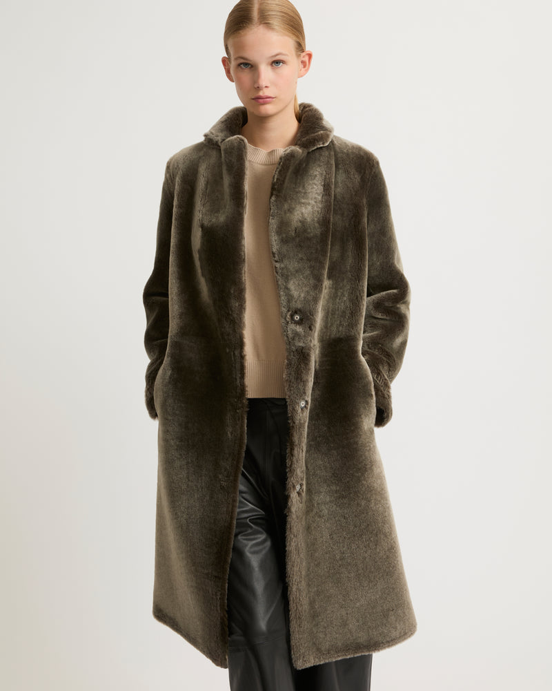 Reversible merino lambskin coat