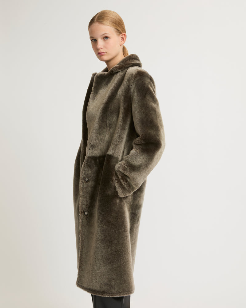 Reversible merino lambskin coat