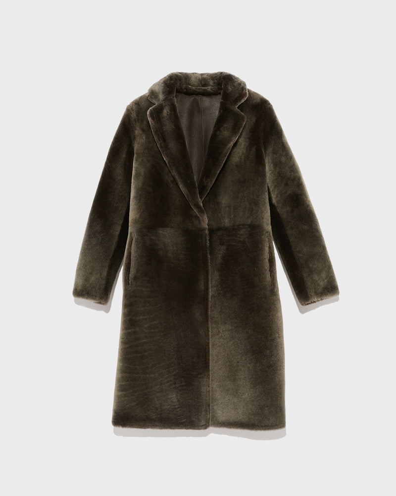 Reversible merino lambskin coat