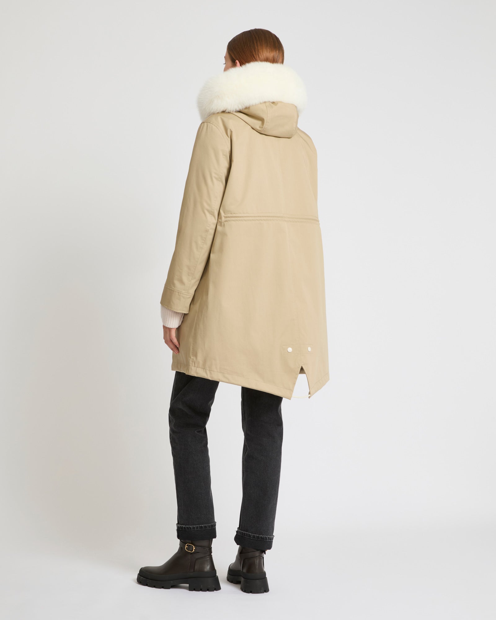 Parka in waterproof cotton blend with fox fur - Beige - Yves Salomon