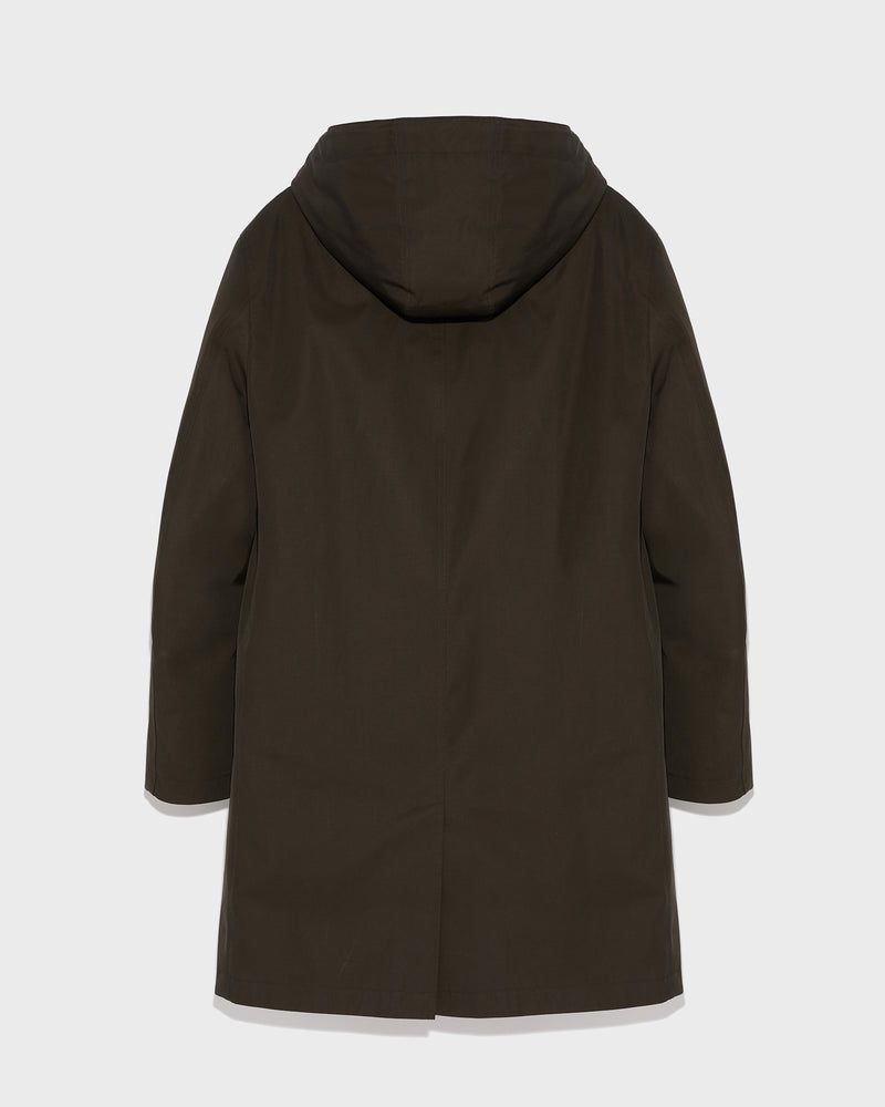 Hooded Coat In Gabardine And Mink