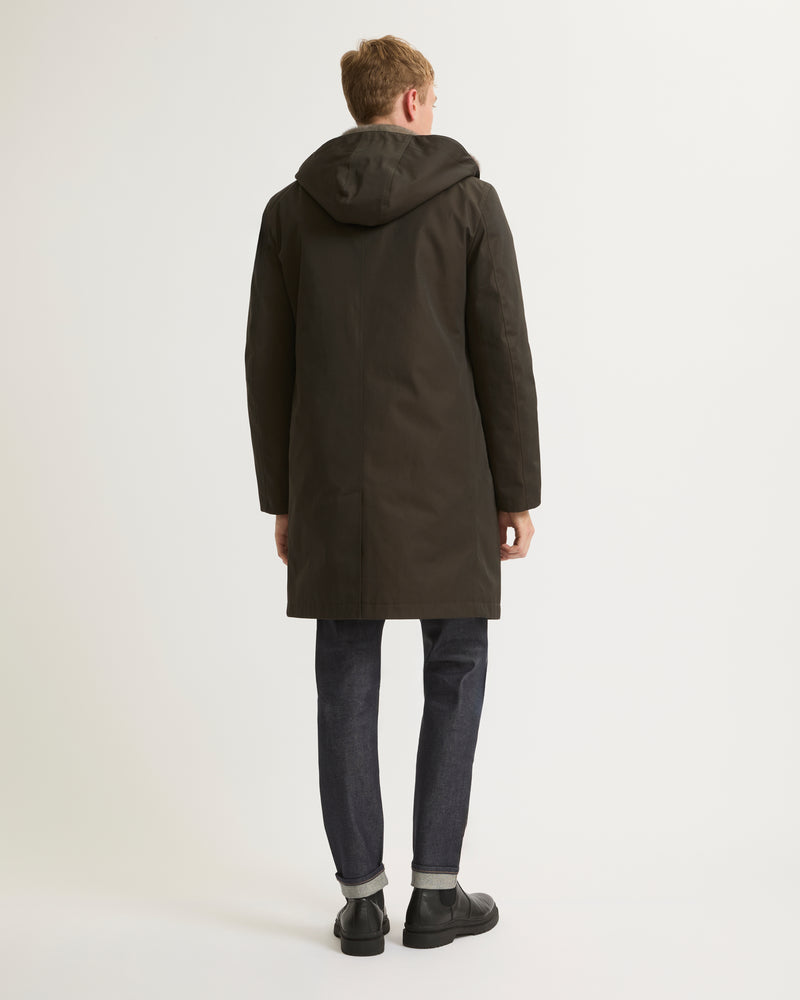 Hooded Coat In Gabardine And Mink