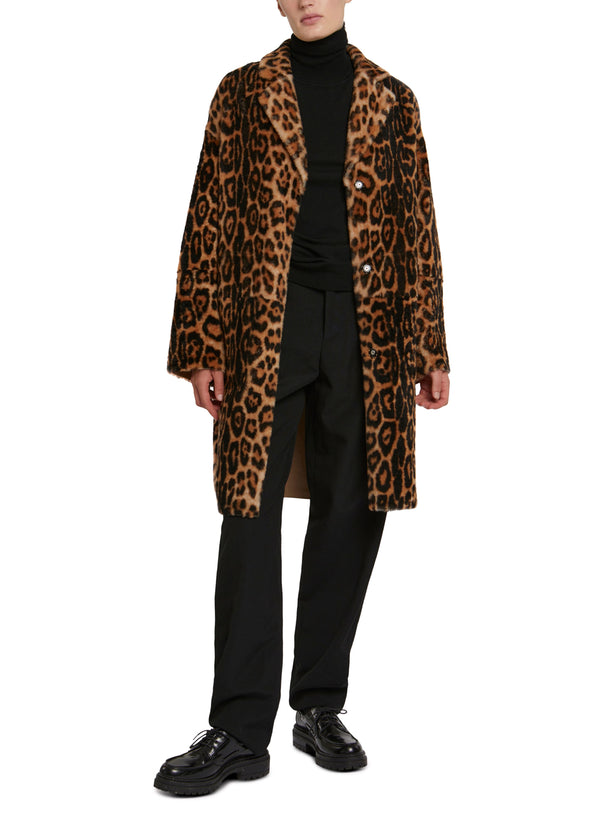 Oversized shearling coat with tailored collarLeopard Yves Salomon