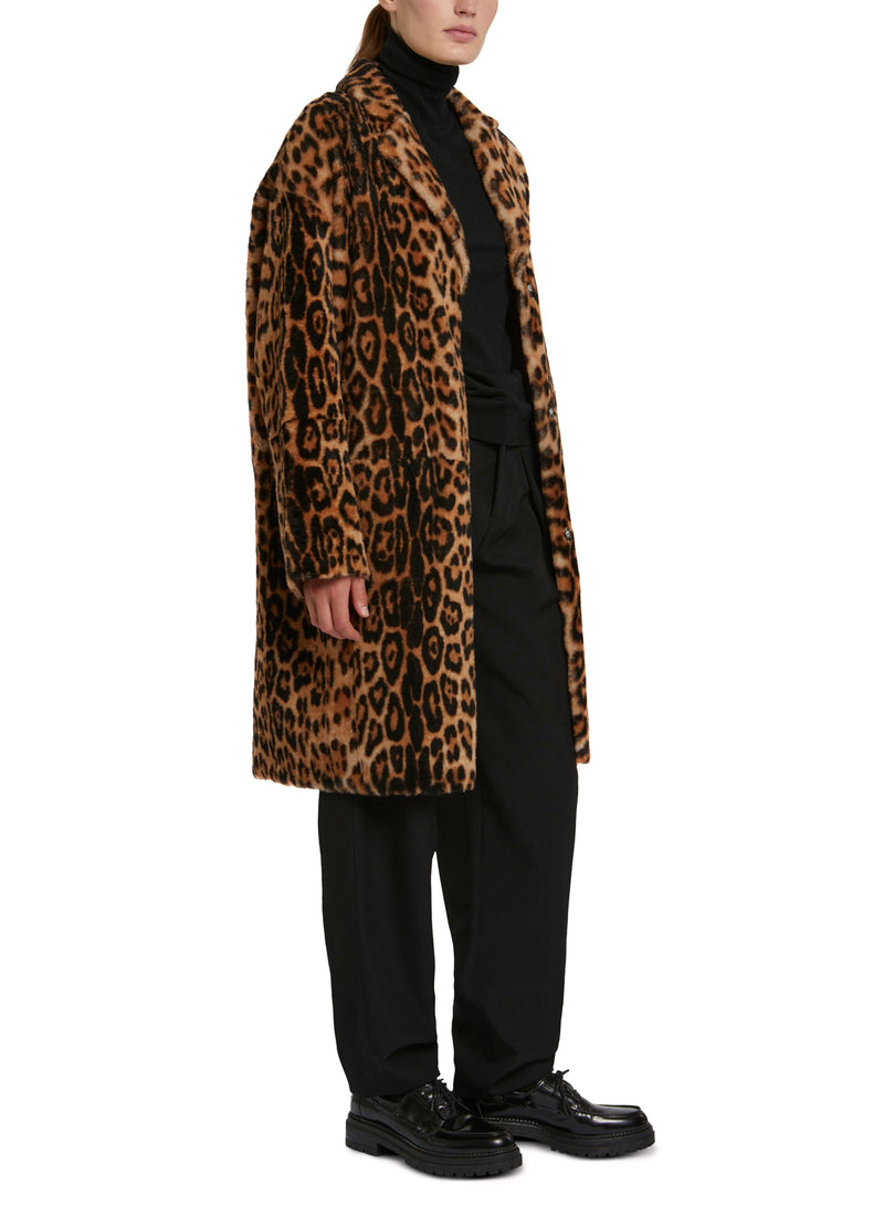 Oversized shearling coat with tailored collarLeopard Yves Salomon