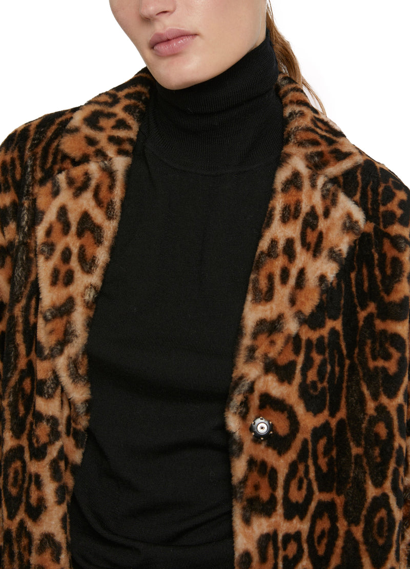 Oversized shearling coat with tailored collarLeopard Yves Salomon