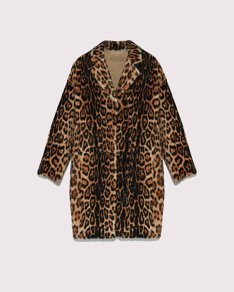 Oversized shearling coat with tailored collarLeopard Yves Salomon