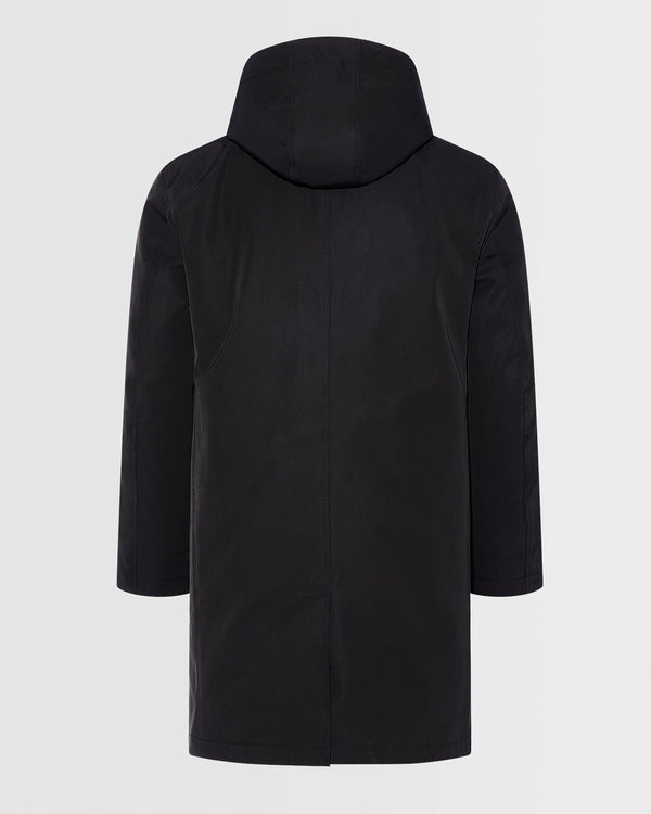 Manteau à capuche en gabardine imperméable et fourrure de vison