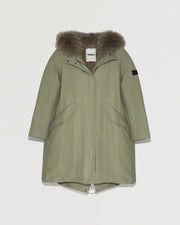 Parka longue en coton avec fourrure de lapin et renard