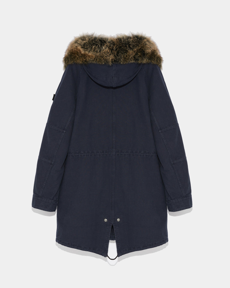 Parka en coton à capuche avec fourrure de renard