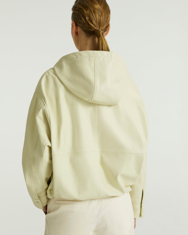 Blouson à capuche en cuir