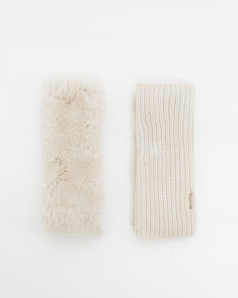 Cashmere / wool knit and rex fingerless gloves