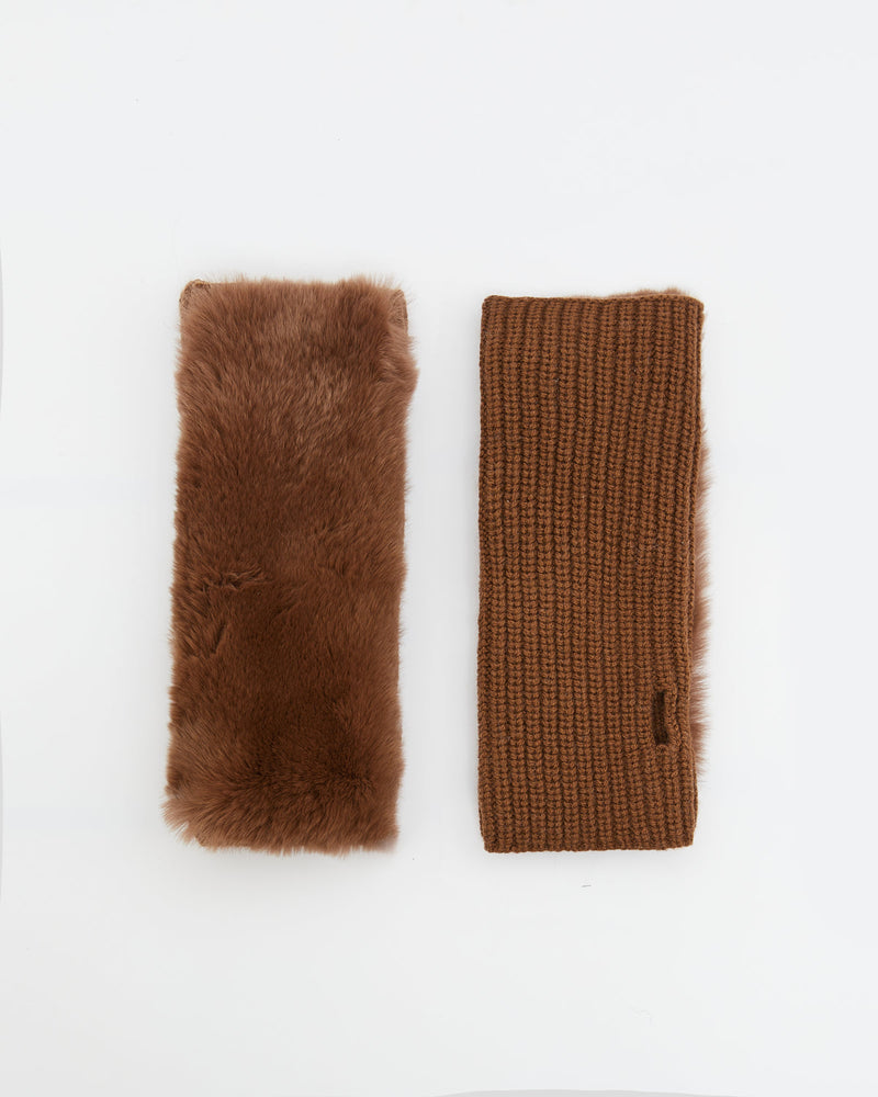 Cashmere / wool knit and rex fingerless gloves