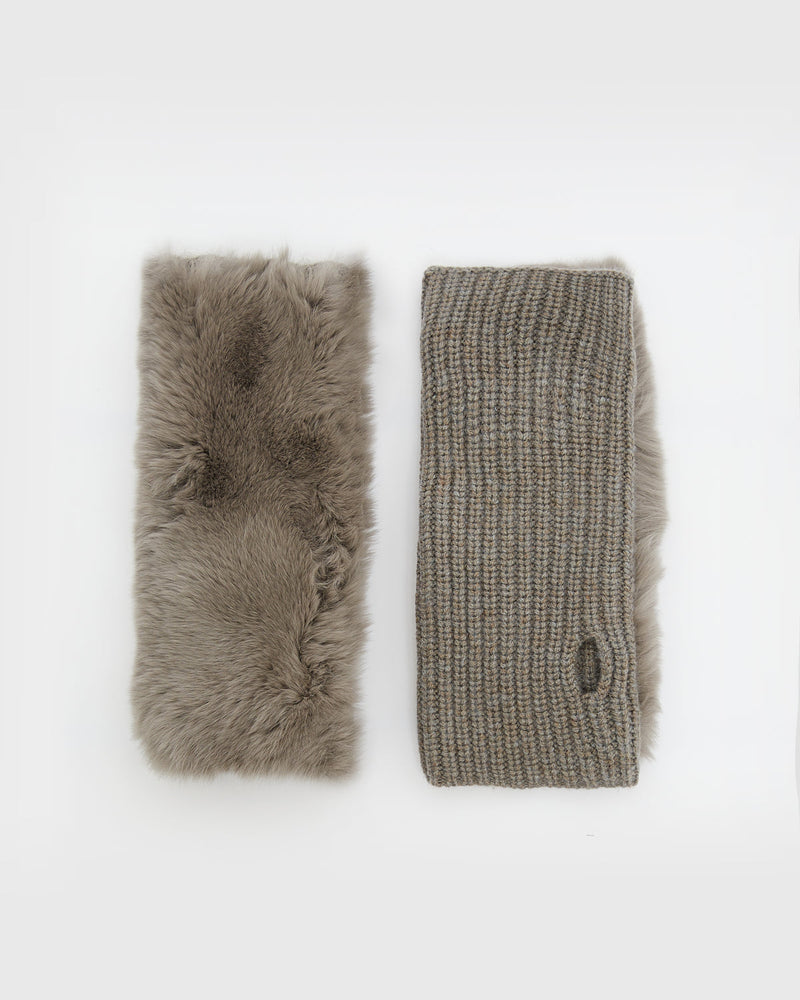 Cashmere / wool knit and rex fingerless gloves