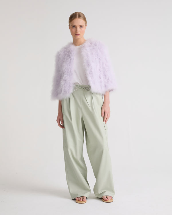 Cropped feather jacket - light purple - Yves Salomon