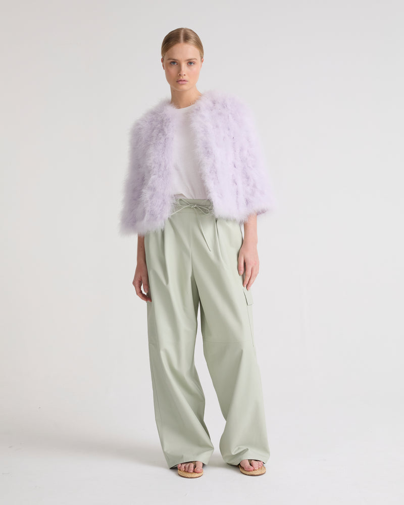 Cropped feather jacket - light purple - Yves Salomon