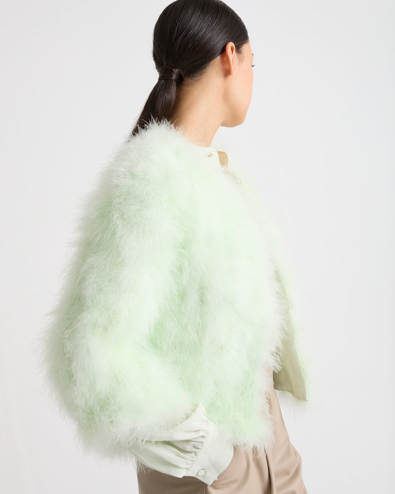 Cropped feather jacket - light green - Yves Salomon