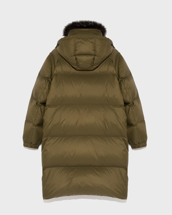 7/8 length down jacket with fox fur collar