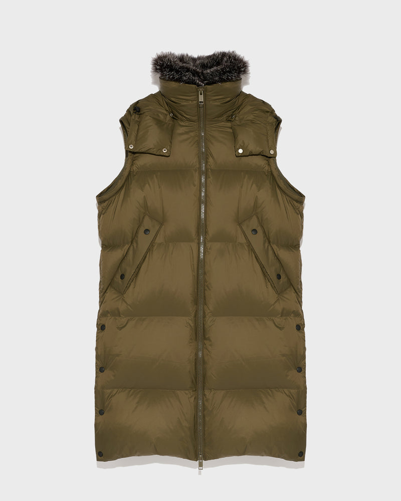 7/8 length down jacket with fox fur collar