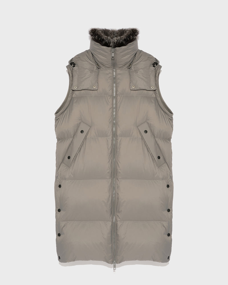 7/8 length down jacket with fox fur collar