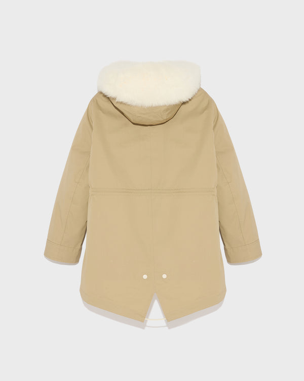 Parka Iconique courte en coton mélangé imperméable avec fourrure de renard et lapin