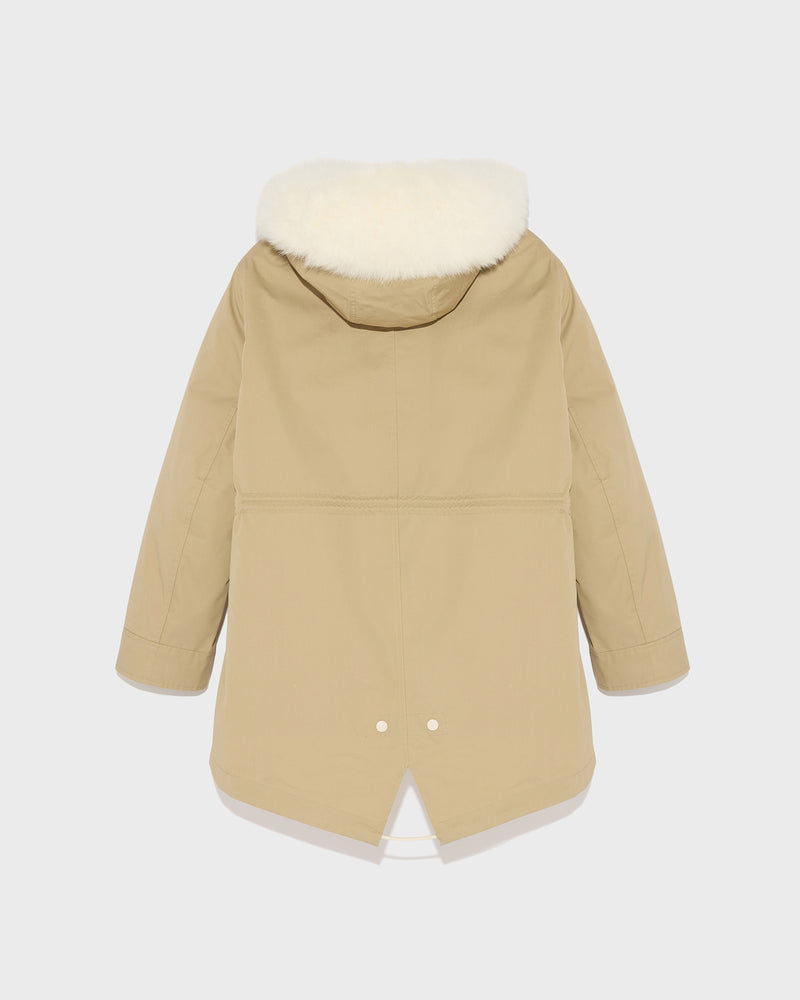 Parka Iconique courte en coton mélangé imperméable avec fourrure de renard et lapin