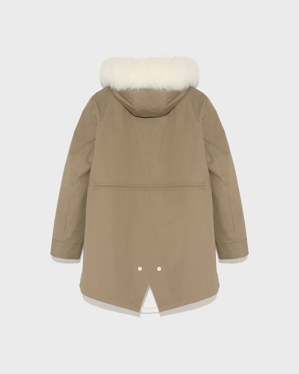 Parka Iconique courte en coton mélangé imperméable avec fourrure de renard et lapin