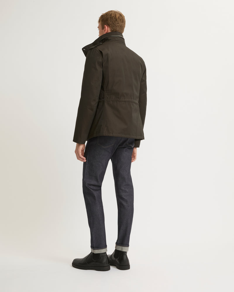 Technical Gabardine Field Jacket With Mink Collar