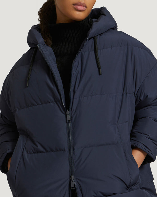 Doudoune à capuche longue et réversible en tissu technique imperméable-Yves Salomon - Soldes d'hiver - Winter Sale