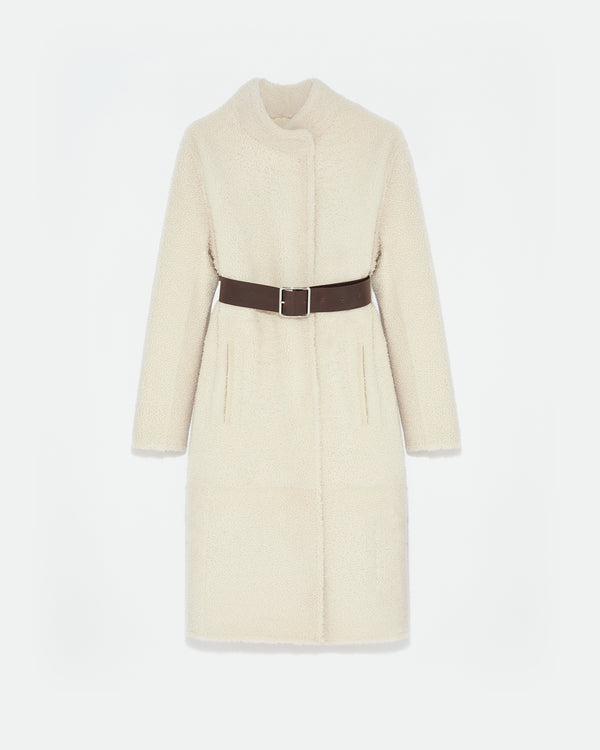 Long coat in merinillo woolwhite Yves Salomon
