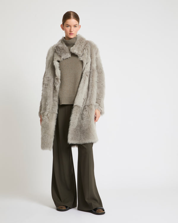 Reversible belted coat in Toscana lambskin