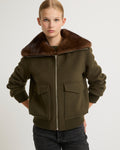 Blouson en lainage cachemire avec col en vison