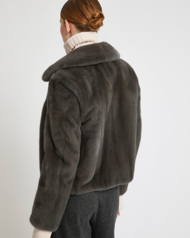 Short jacket in long-haired mink fur