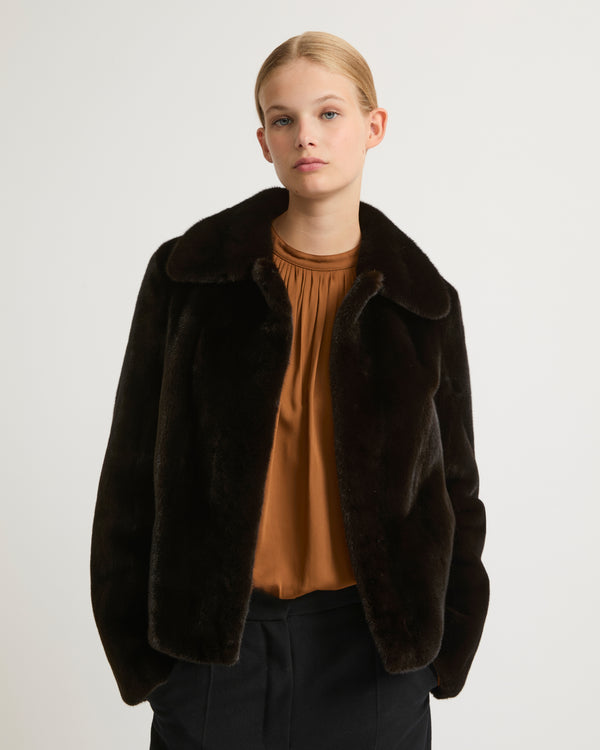 Short jacket in long-haired mink fur