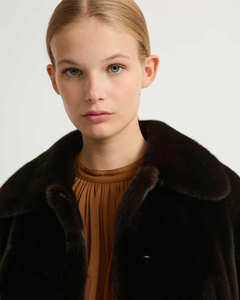 Short jacket in long-haired mink fur