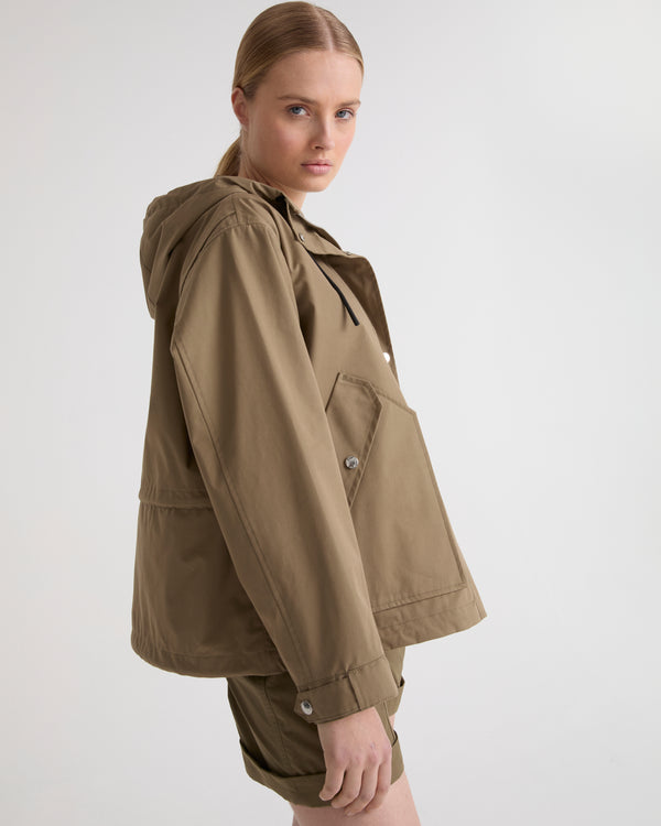 JACKET BLENDED COTTON WATERPROOF - khaki - Yves Salomon