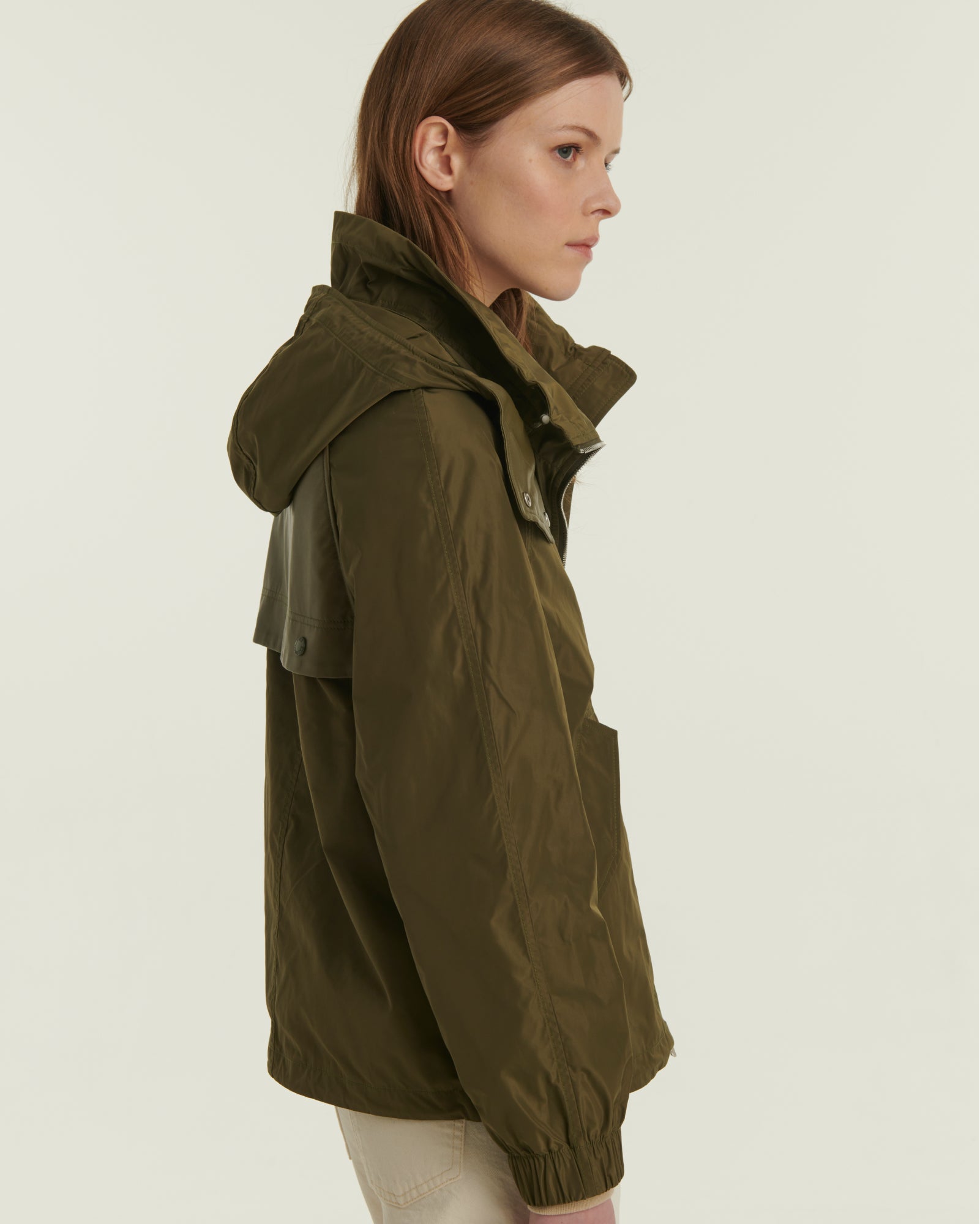 Yves Salomon Army curved-hem hooded coat - Green