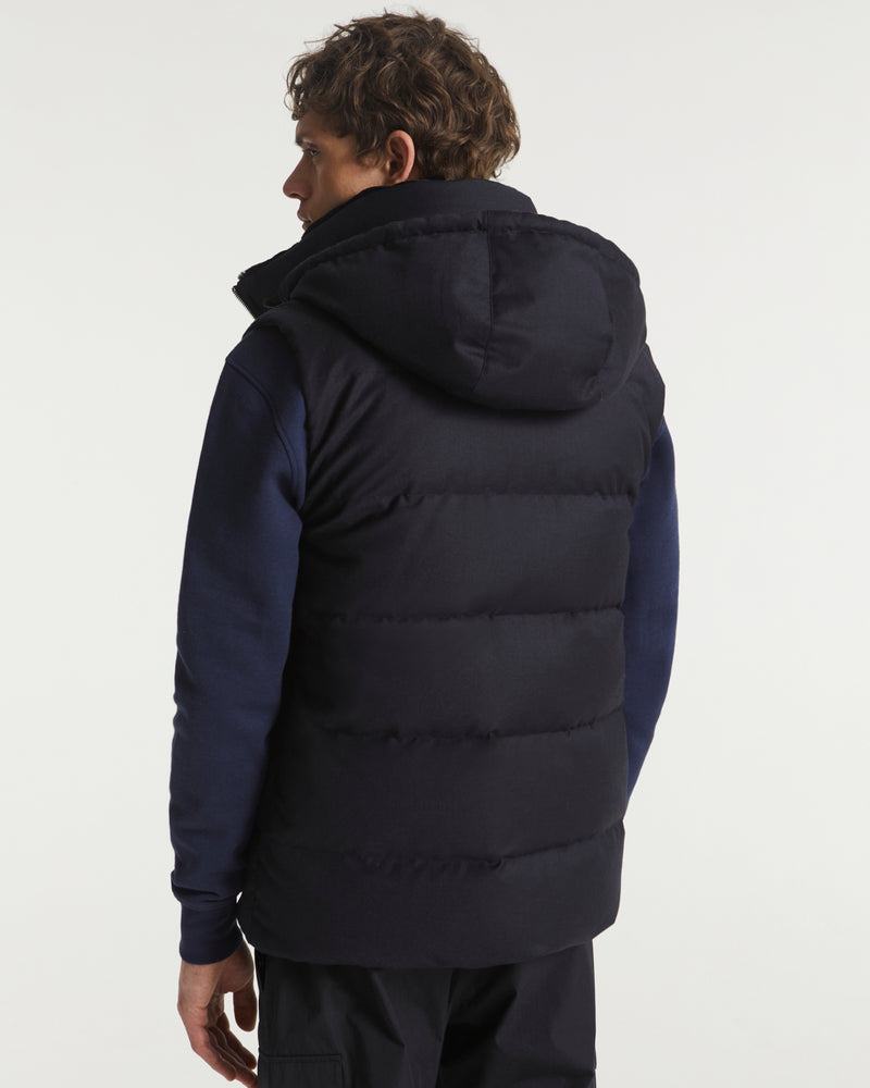 Gilet doudoune en tissu imperméable Loro Piana avec col en fourrure de vison