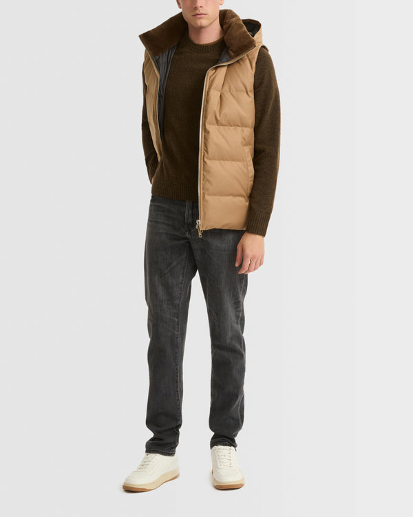 Gilet doudoune en tissu imperméable Loro Piana et fourrure de vison