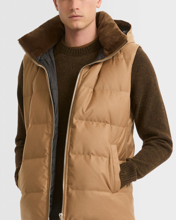 Gilet doudoune en tissu imperméable Loro Piana et fourrure de vison